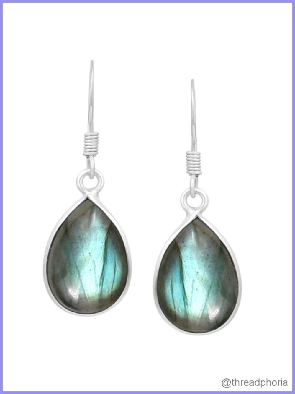 14K Yellow Gold Plated & Silver Plated Natural Labradorite Dangle Earrings